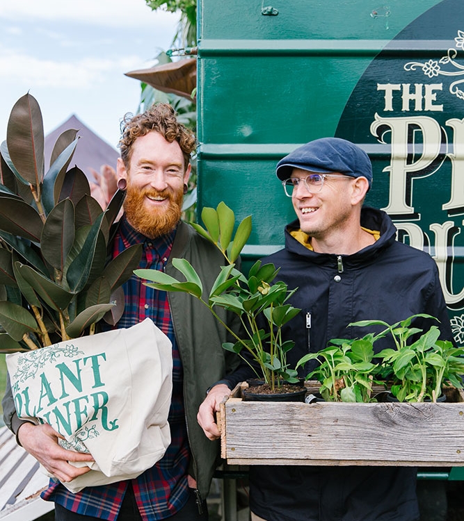 Portrait of The Plant Runner founders, indoor plants and products, Melbourne