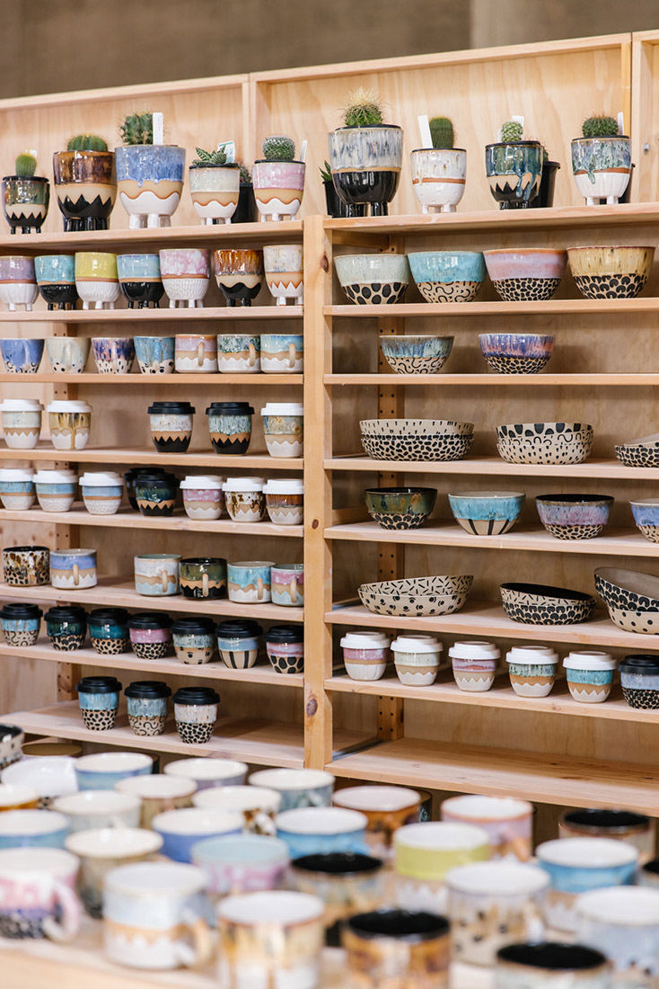 Ply shelving featuring handmade ceramics by Public Holiday, Australia