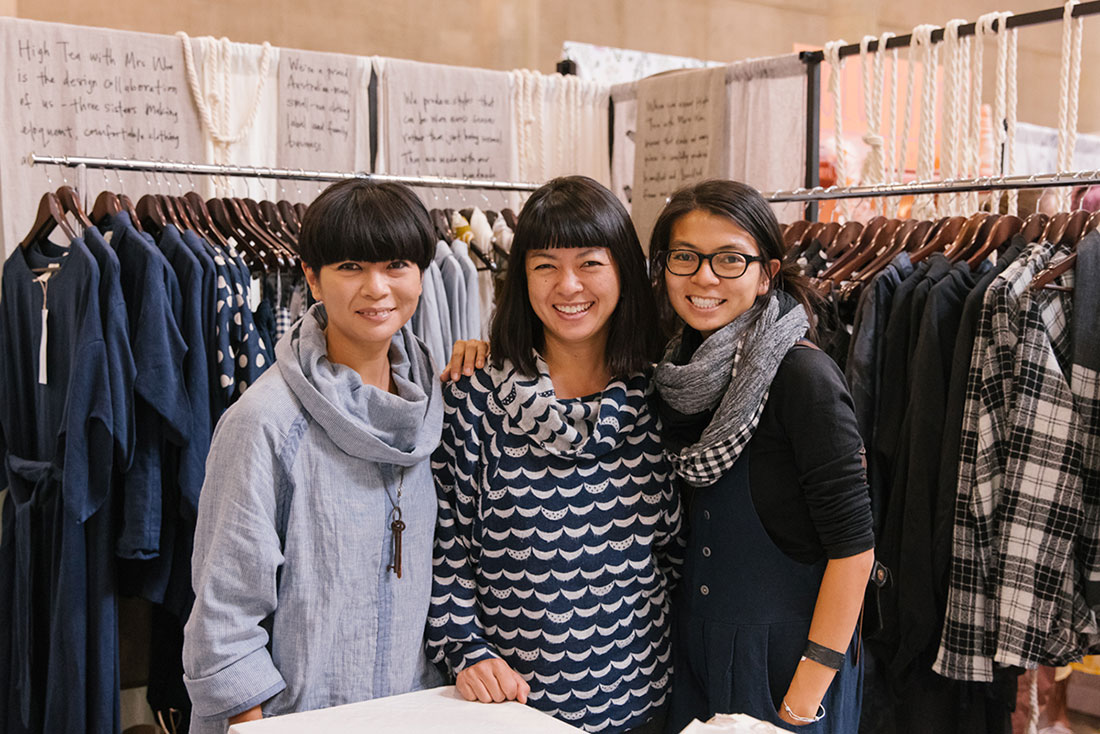 Portrait of three sisters behind ethical fashion label High Tea with Mrs Woo