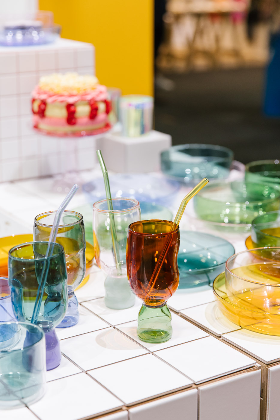 Close up of colourful glassware by House of Nunu