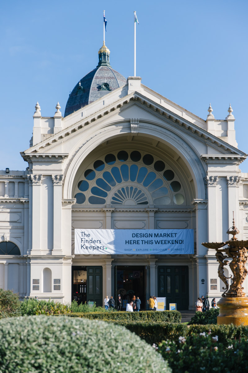 The front entrance to the Royal Exhibition Building in Carlton Melbourne, hosting The Finders Keepers Market