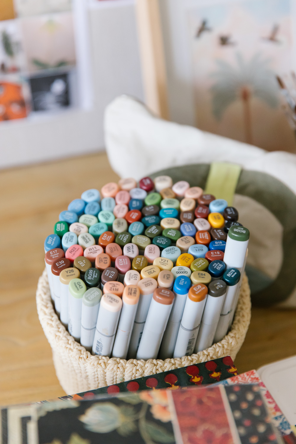 Colourful Copic markers on the desk of artist Karina Jambrak, photo by Samee Lapham