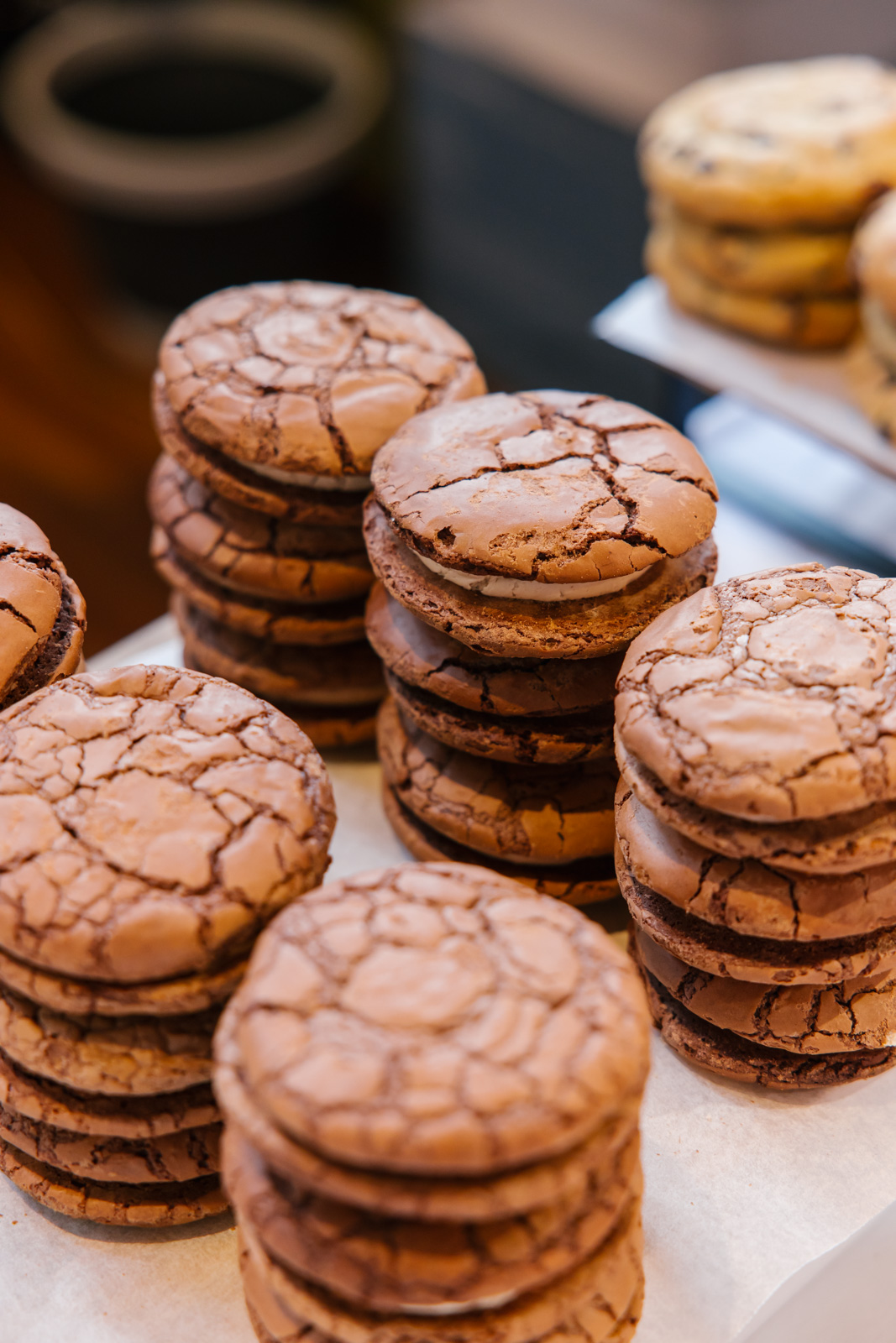 Close up of thick chocolate cookies at The Finders Keepers Market Melbourne