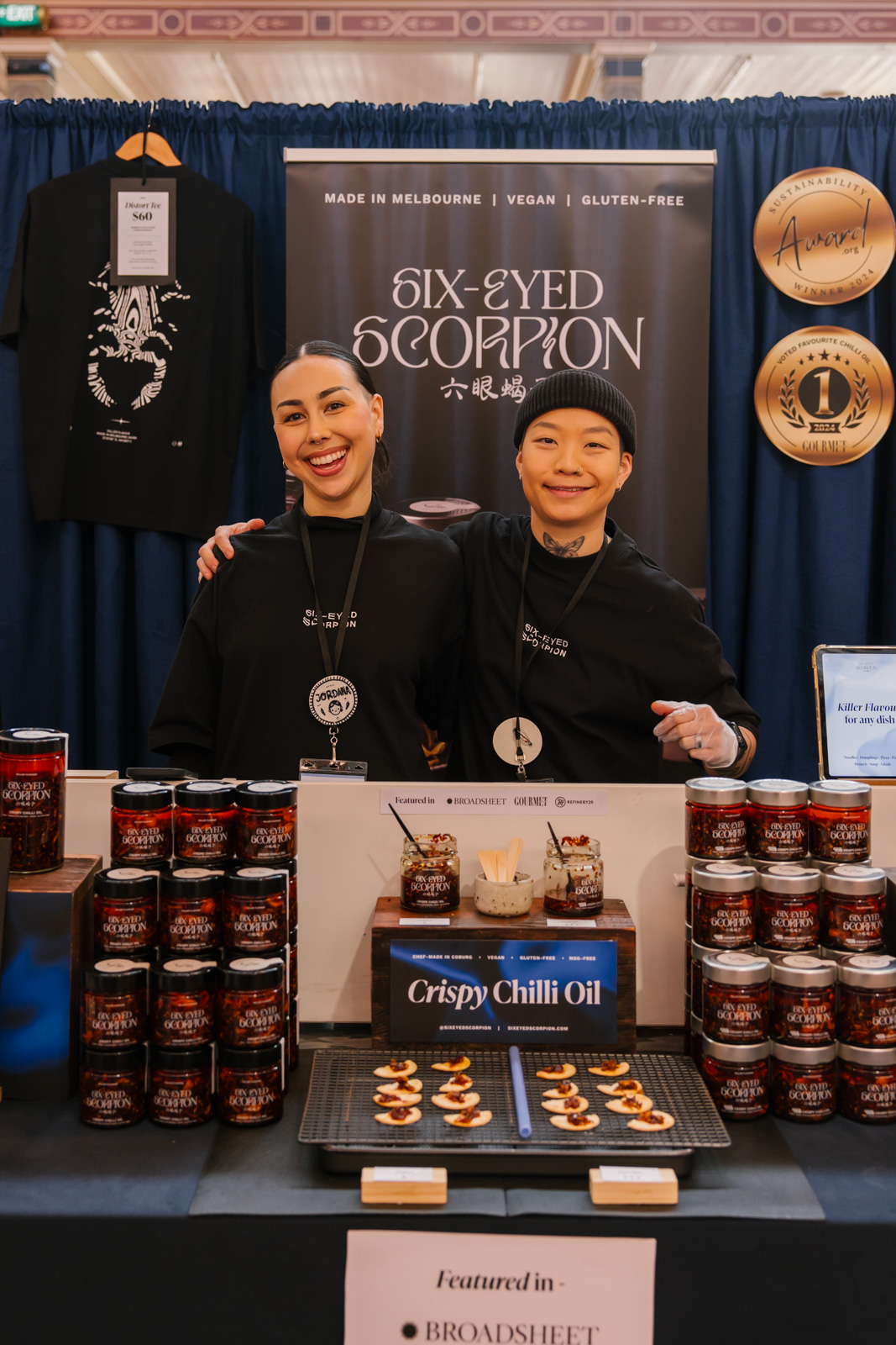 Sandra and Jordanna of Six Eyed Scorpian chilli oil, at Melbourne's Finders Keepers Market