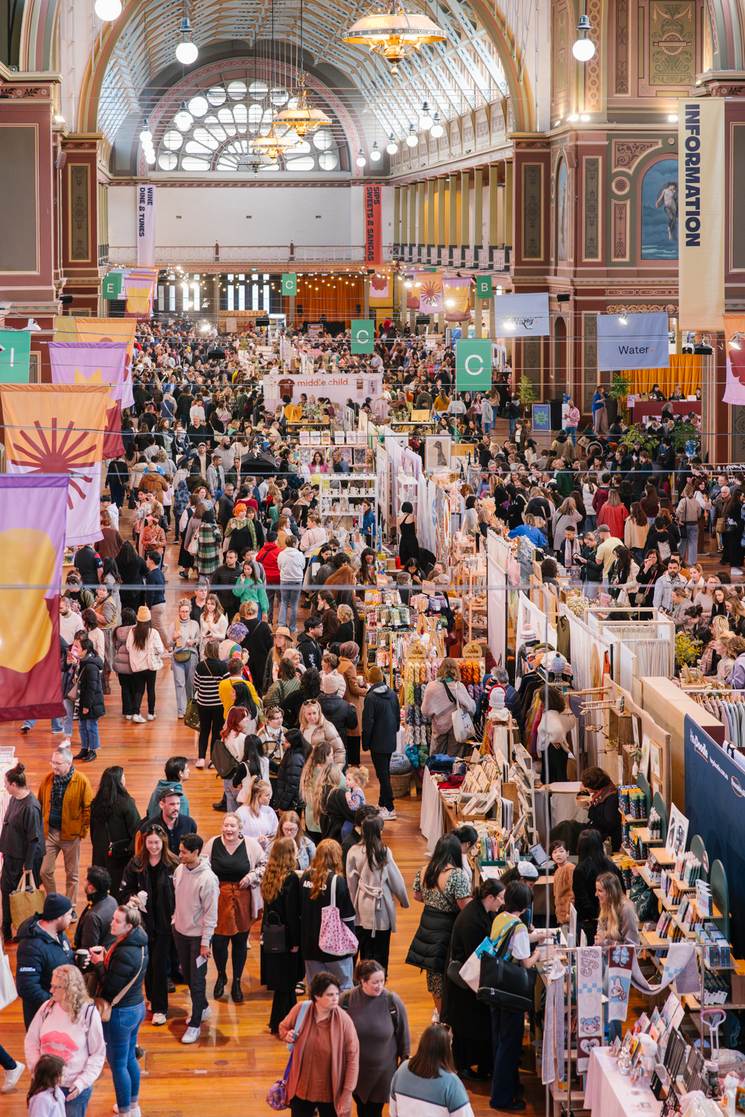 Patrons flooding the Royal Exhibition Building for The Finders Keepers Market in full swing